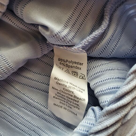 Womens Textured Blouse Size Small Light Blue Longsleeve Button Down Work Casual - Picture 3 of 7